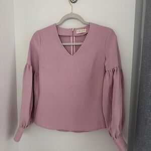 Rachel Parcell Pink Puff Sleeve Long Sleeve Top